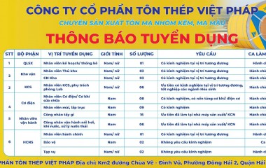 TÔN VIỆT PHÁP TUYỂN DỤNG NHIỀU VỊ TRÍ HẤP DẪN